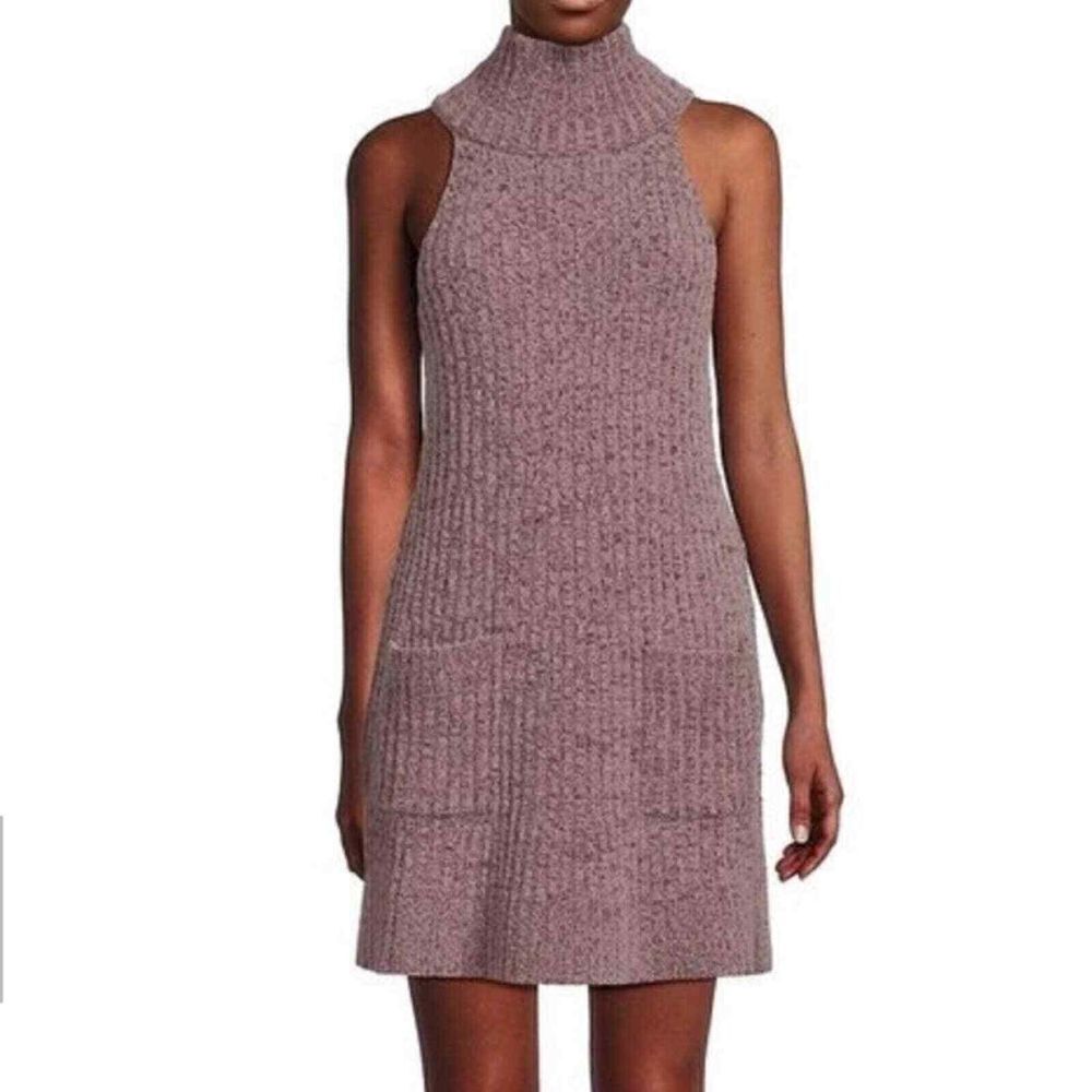 Free People OB1534052 Women's Sz M Purple Claude Mockneck Mini Knit Dress $138
